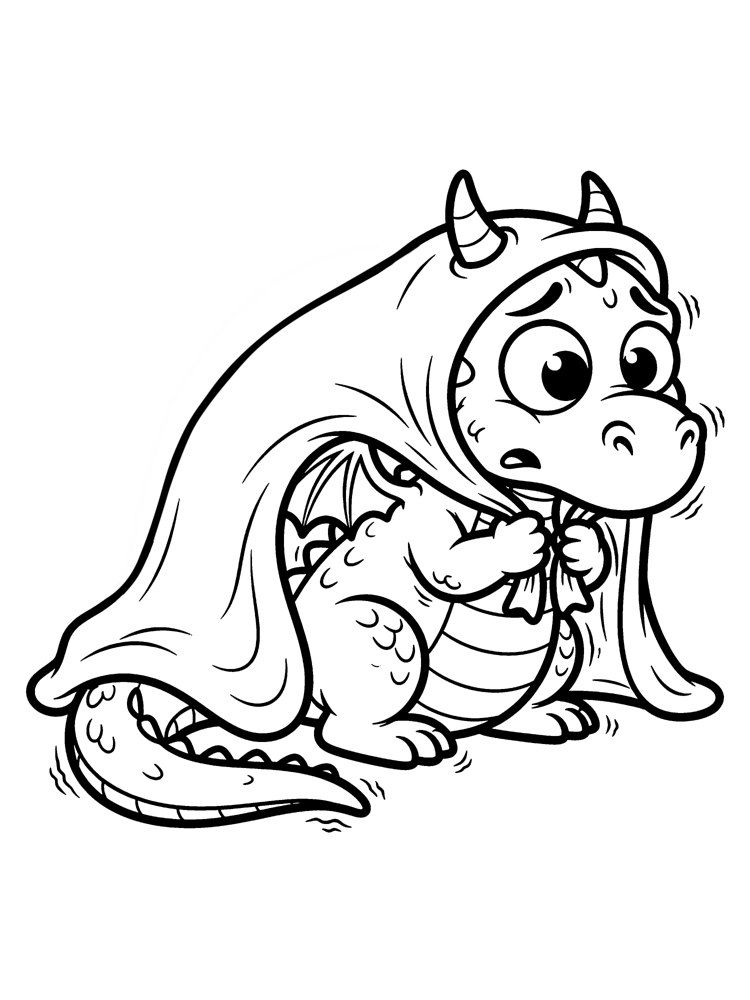 Ausmalbild: Bibber, der Drache für Angst.