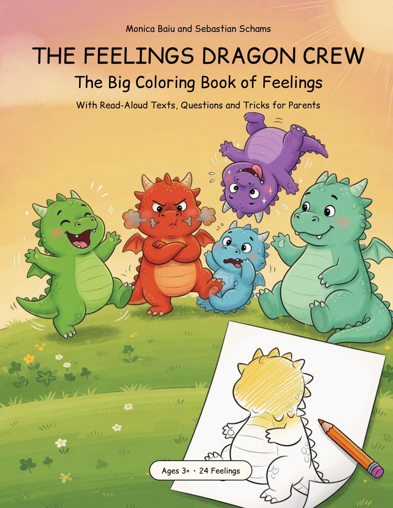 Cover of The Feelings Dragon Crew: five little dragons in a meadow.