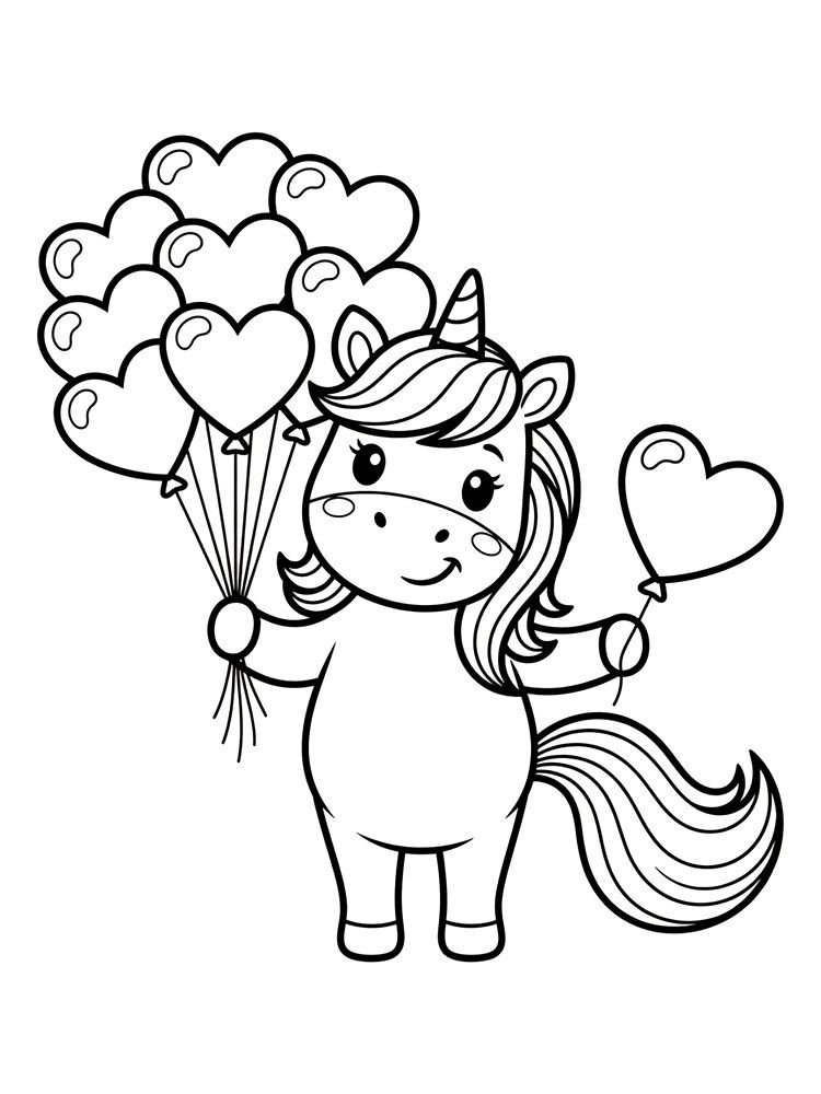 Ausmalbild: Herzli, das Einhorn für Dankbarkeit.