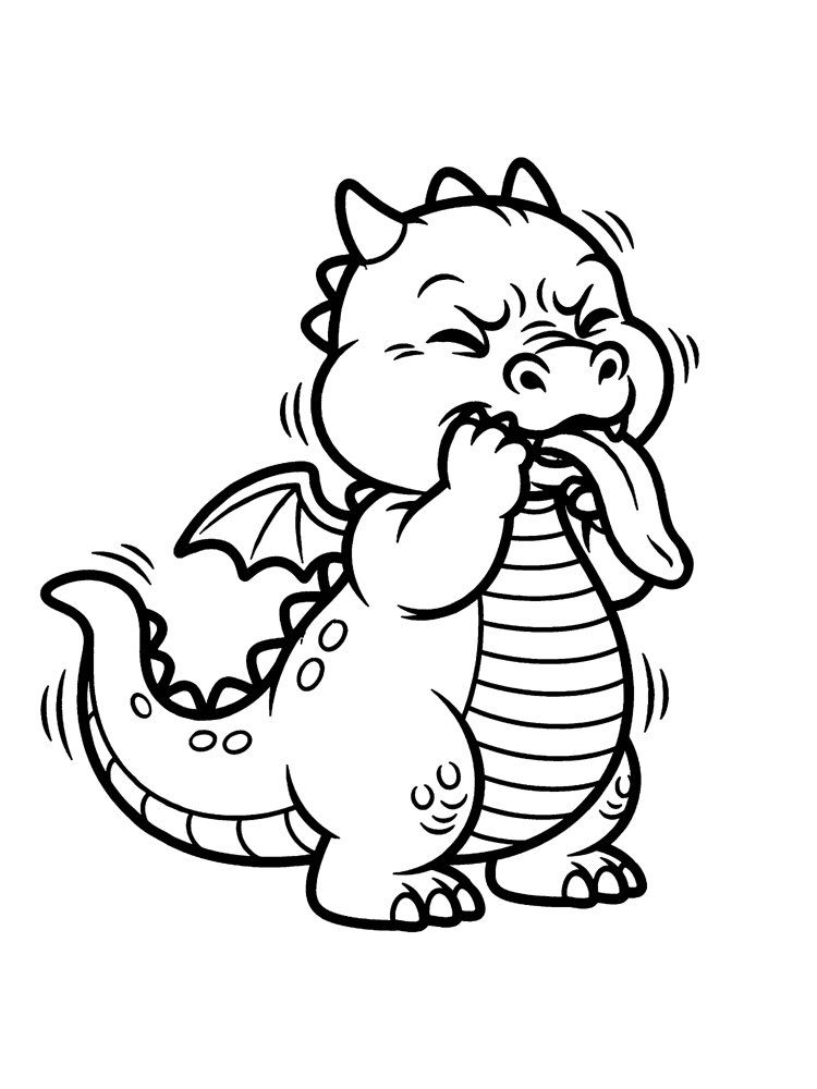 Ausmalbild: Gitti, der Drache für Ekel.