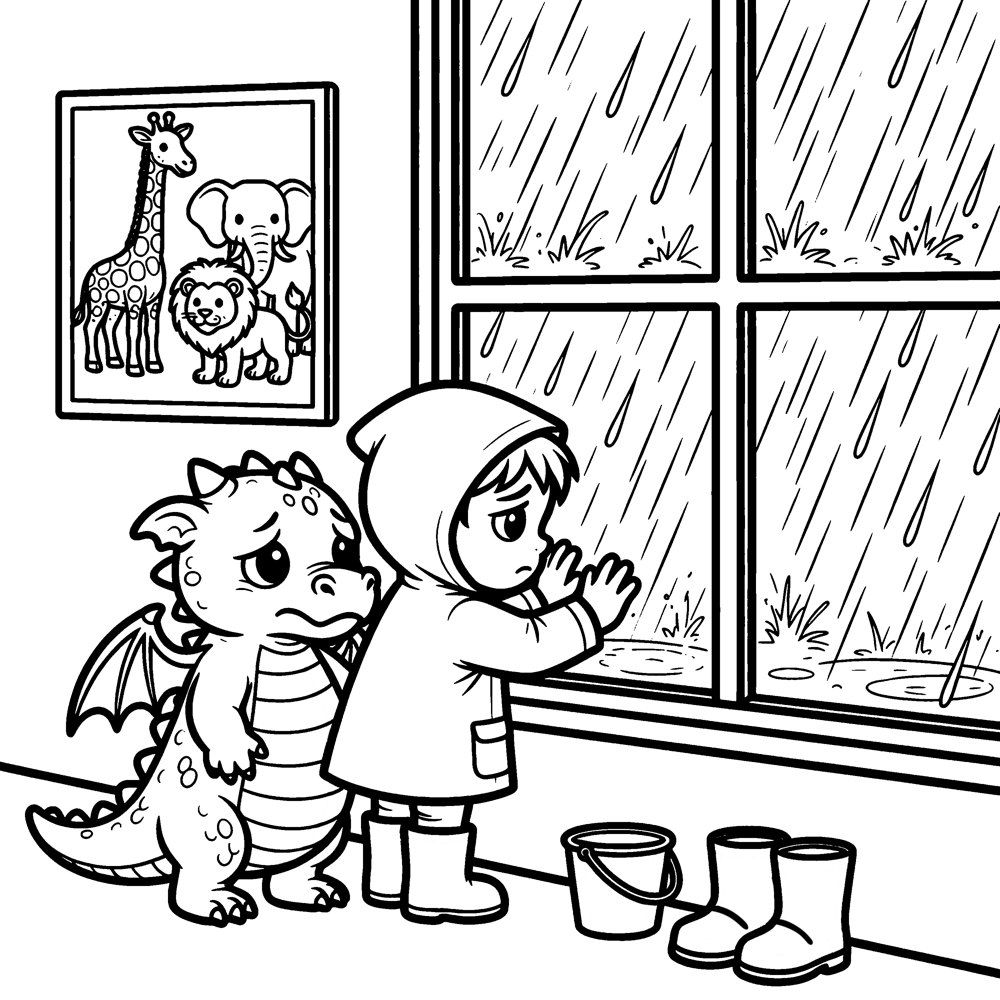 Coloring page from the book: the everyday scene for Disappointment with Flop.