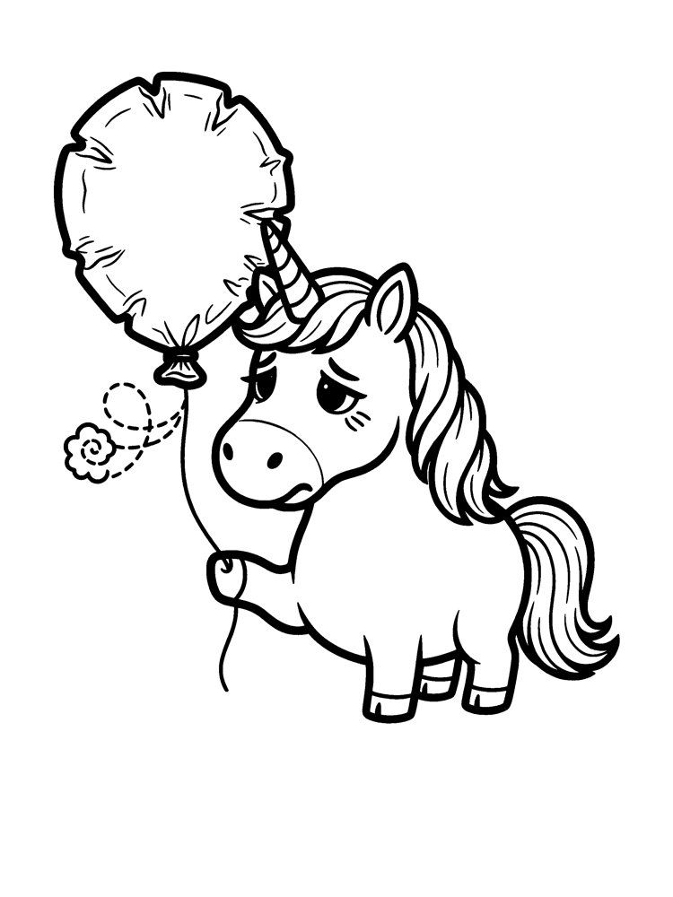 Coloring page: Flop, the unicorn for Disappointment.