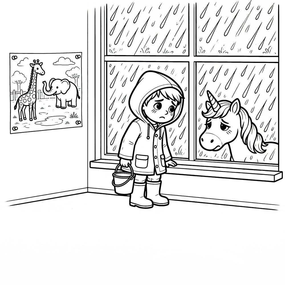 Coloring page from the book: the everyday scene for Disappointment with Flop.