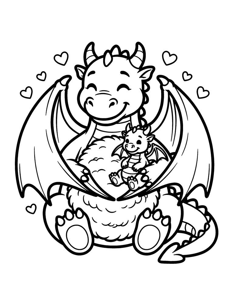 Coloring page: Cuddles, the dragon for Feeling safe.