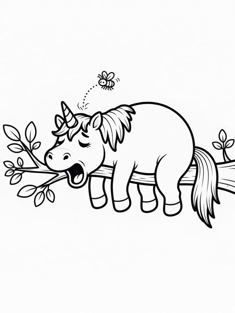 Coloring page: Yawny, the unicorn for Boredom.