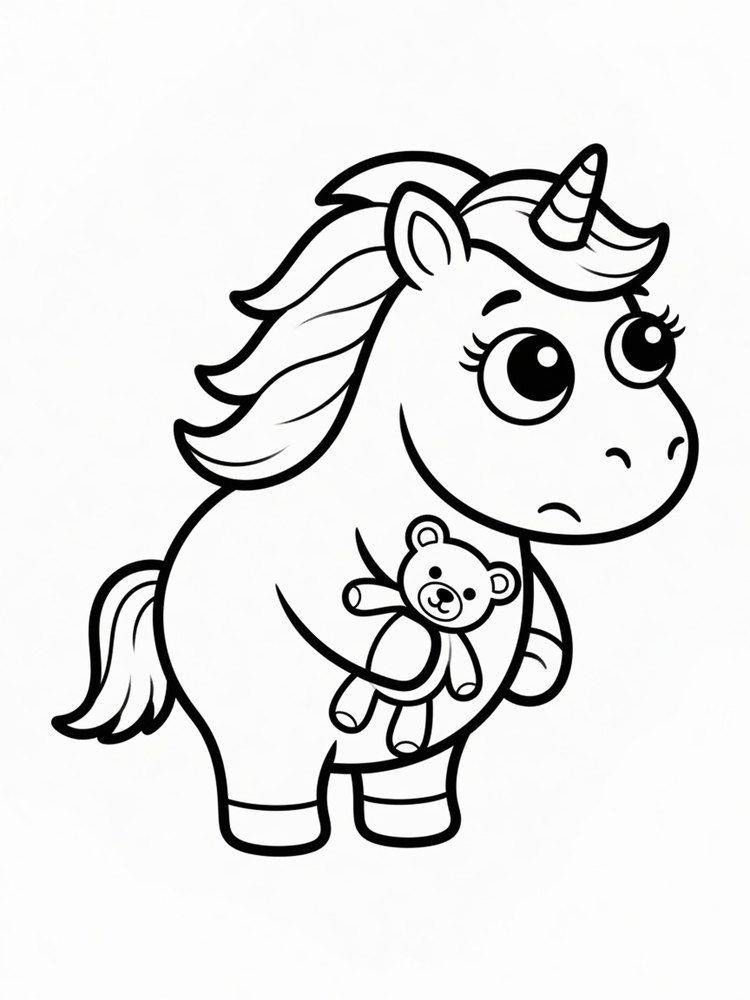 Ausmalbild: Schieli, das Einhorn für Neid.