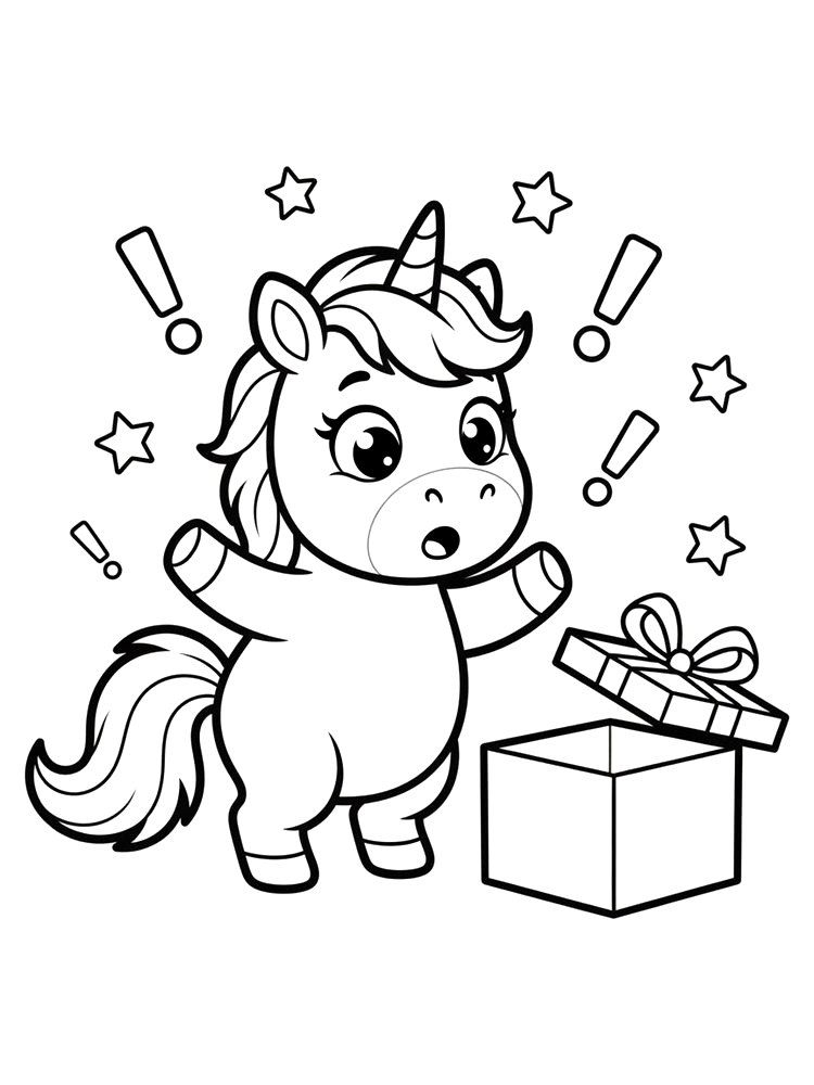 Coloring page: Pop, the unicorn for Surprise.