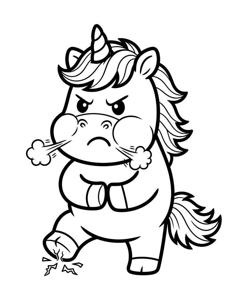 Ausmalbild: Grummel, das Einhorn für Wut.